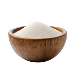 wooden bowl with white sugar isolated on transparent background Generative Ai.