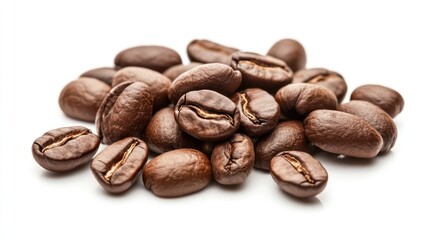 Heap of aromatic coffee beans, rich and isolated