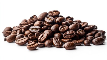 Fototapeta premium Heap of aromatic coffee beans, rich and isolated