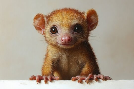 Kinkajou Potos flavus Curious Tropical Mammal from Costa Rica on White Background