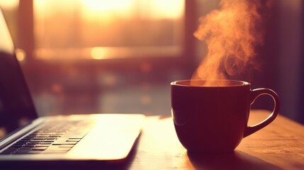 Warm Morning Coffee & Laptop
