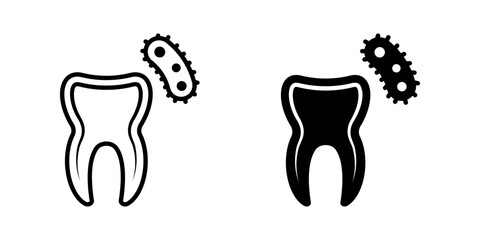 Bacteria on Tooth icon set. for mobile concept and web design on white background