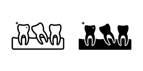 Crooked teeth icon set. for mobile concept and web design on white background