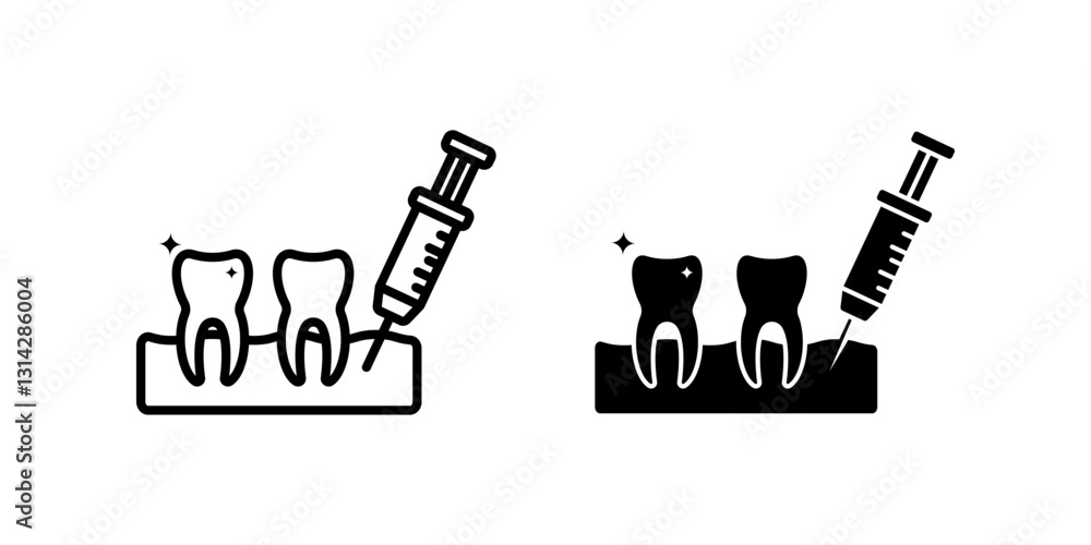 Poster dental injection icon set. for mobile concept and web design on white background