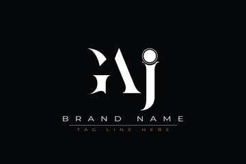 GAJ abstract letter logo design. This logo is designed by three abstract letters. © Mahamud