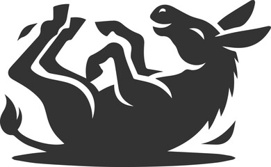 Donkey rolling on the ground vector silhouette animal design