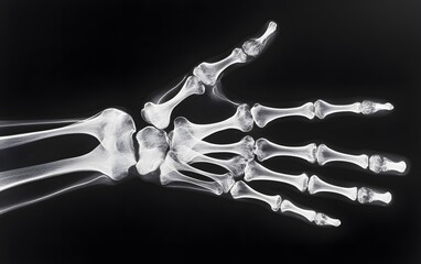 Naklejka premium 1. An X-ray of a human hand showing fractures in the bones