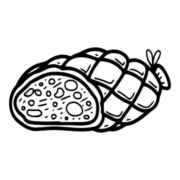 black and white roast meat clip art preview