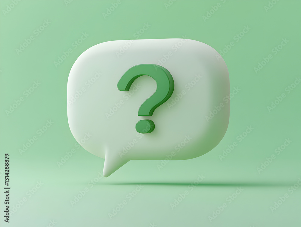 Poster high-quality 3d symbol of a question mark in a speech bubble, ideal for faqs and assistance