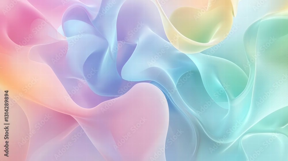 Poster abstract pastel swirls: gentle waves of pastel colors intertwine and flow gracefully across the canv