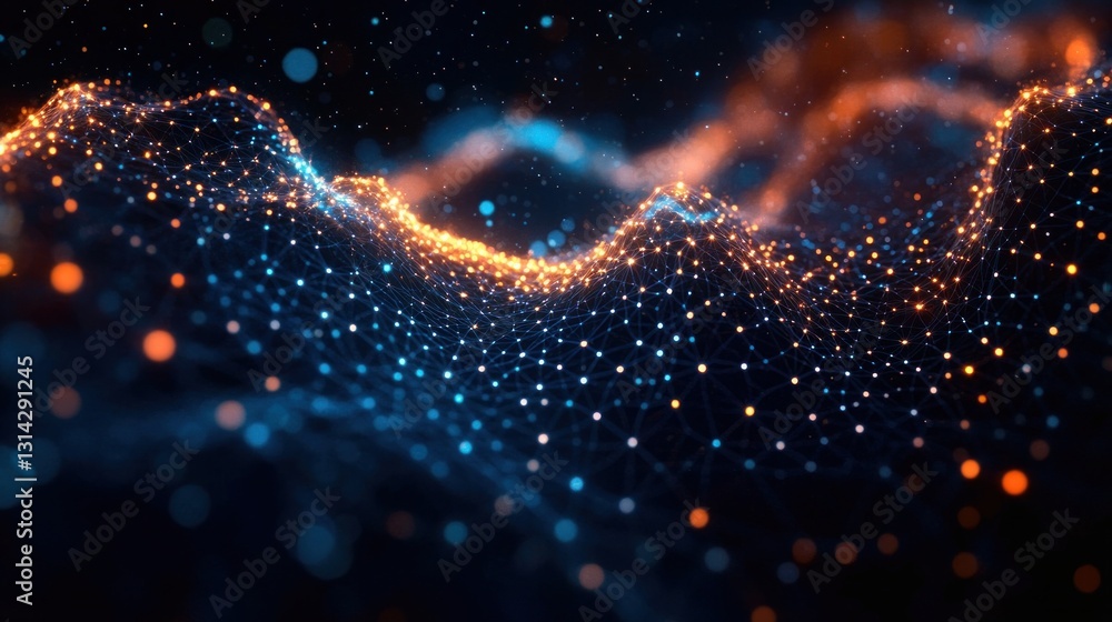 Poster neural network concept art cosmic background big data cybersecurity connections