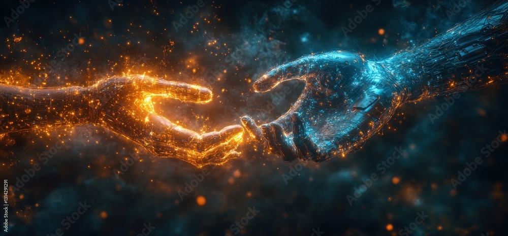 Poster human robot connection in metaverse artificial intelligence and virtual reality technology