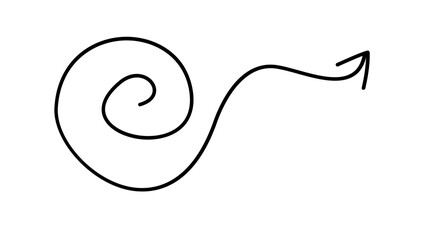 Curved and spiral arrows fine line, curved arrows handmade, arrows illustrations