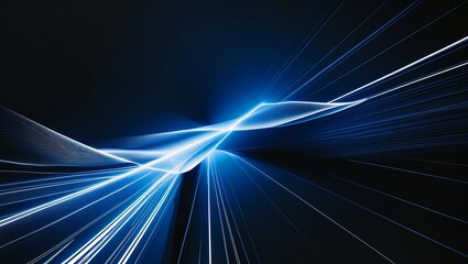 Dynamic blue and white lines on dark abstract background