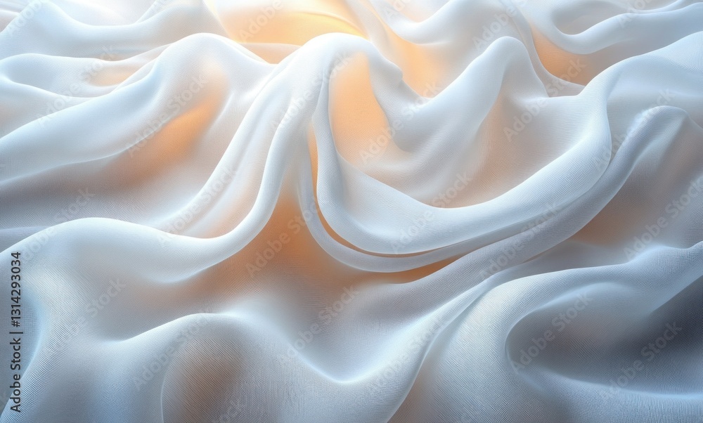 Poster minimalistic abstract design of flowing white silk with gradient light and smooth curves