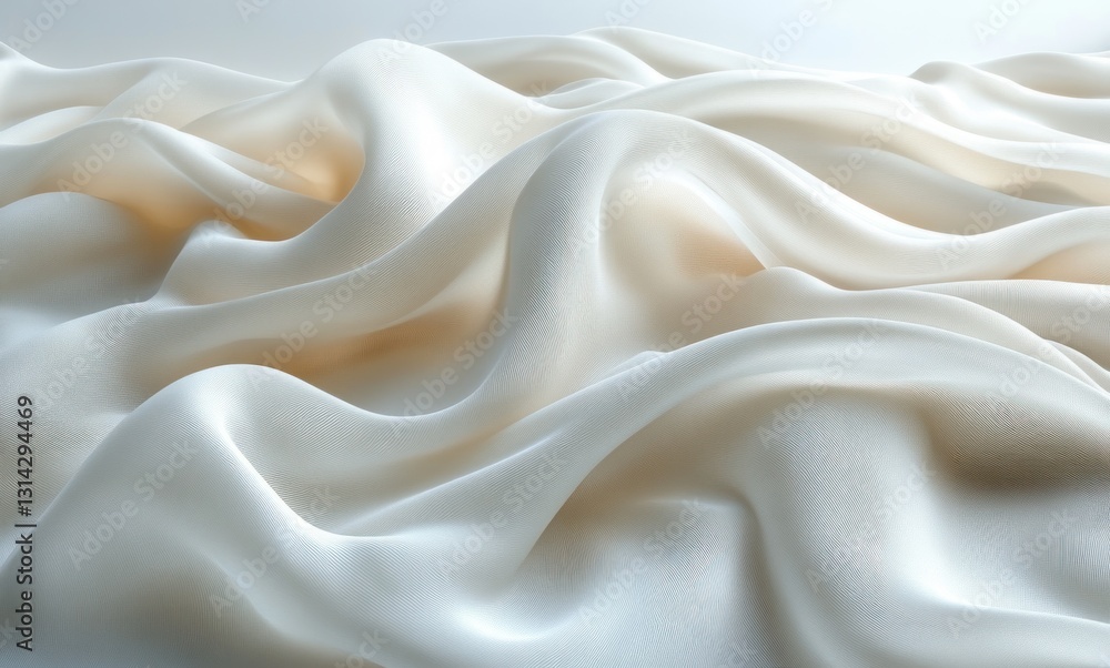 Poster minimalist abstract composition of white silk fabric with smooth lines and gradient light