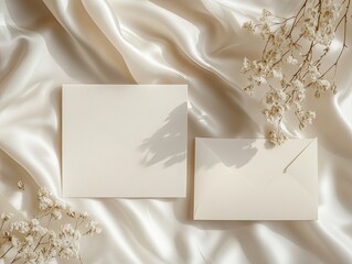 elegant and luxurious wedding invitation mockup with two elements