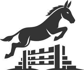 Donkey jumping over an obstacle vector silhouette animal design