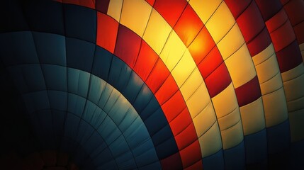 Fototapeta premium Vibrant Colorful Patterns of Hot Air Balloon Fabric in Shades of Red, Yellow, Blue, and Orange