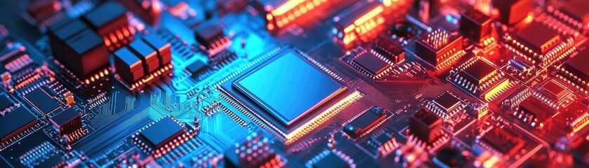 Obraz premium Hightech semiconductor fabrication plant with robotic precision assembly, ultradetailed cleanroom environment