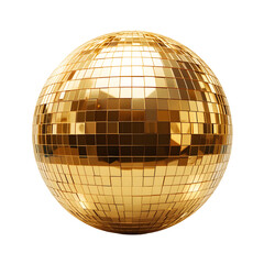 golden disco ball isolated on white or transparent png