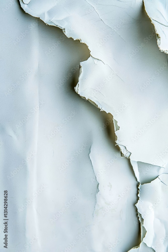 Poster vertical torn blank pages with uneven texture edges.
