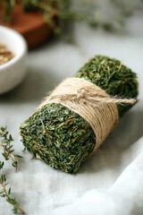 Dried herb bundle tied with twine