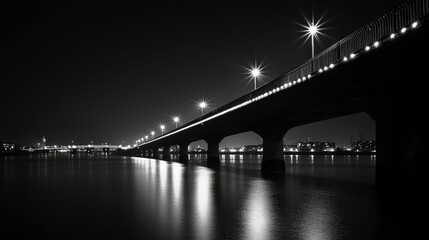 Fototapeta premium Night bridge over water