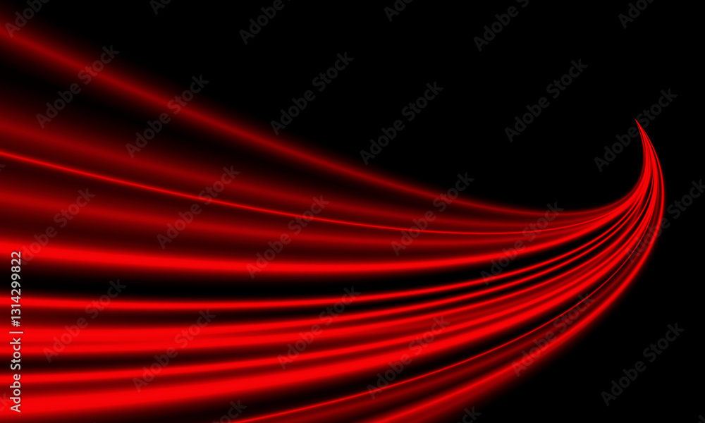 Poster abstract red light fast speed curve dynamic motion on black background vector
