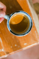 Close up espresso in ceramic cup