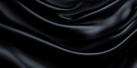 Elegant Black Satin Fabric Background with Smooth Texture and Copy Space for Fashion and Luxury Design