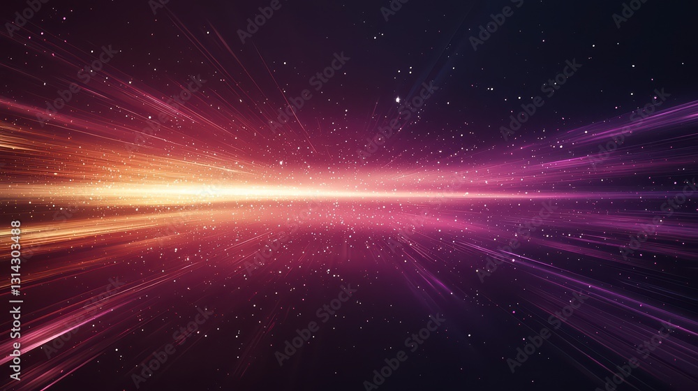 Poster cosmic rays of light: a dynamic display of light streams through the void, creating a mesmerizing, f