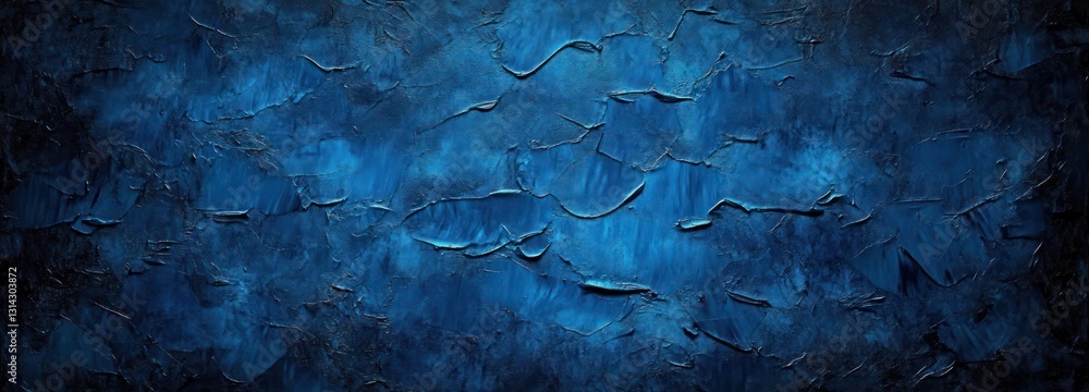 Poster deep blue textured abstract background with soft glow and intricate brushstrokes for artistic design