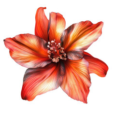 Fototapeta premium Crimson Bloom: A vibrant, close-up illustration captures the intricate beauty of a crimson flower, showcasing its delicate petals, intricate details, and rich color palette.