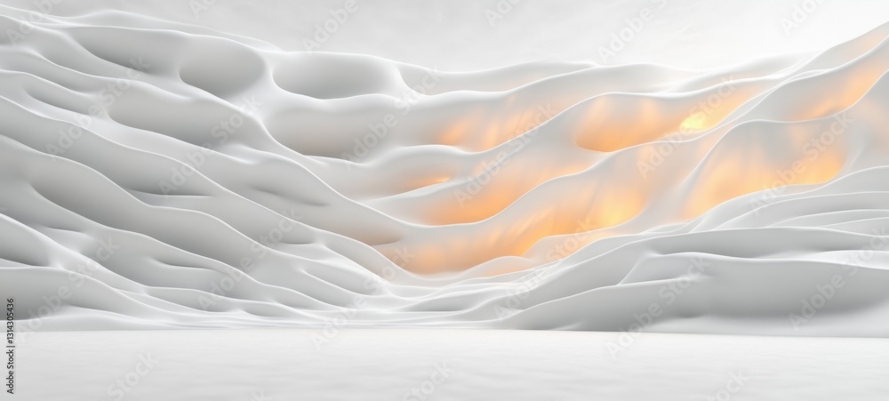 Poster abstract white textured wall background 3d render with flowing patterns and modern art style