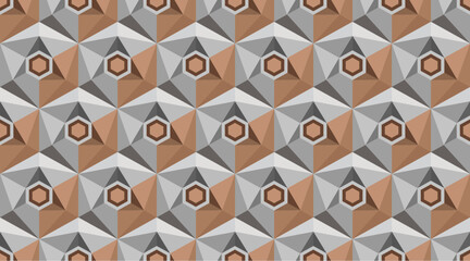 geometric 3D ornament in the form of hexagon tiles volumetric shape of leather with high quality seamless realistic texture