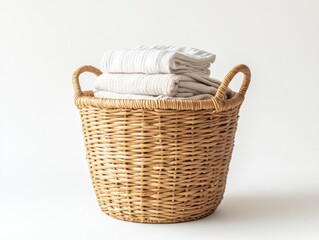 Obraz premium Clean clothes in a woven basket