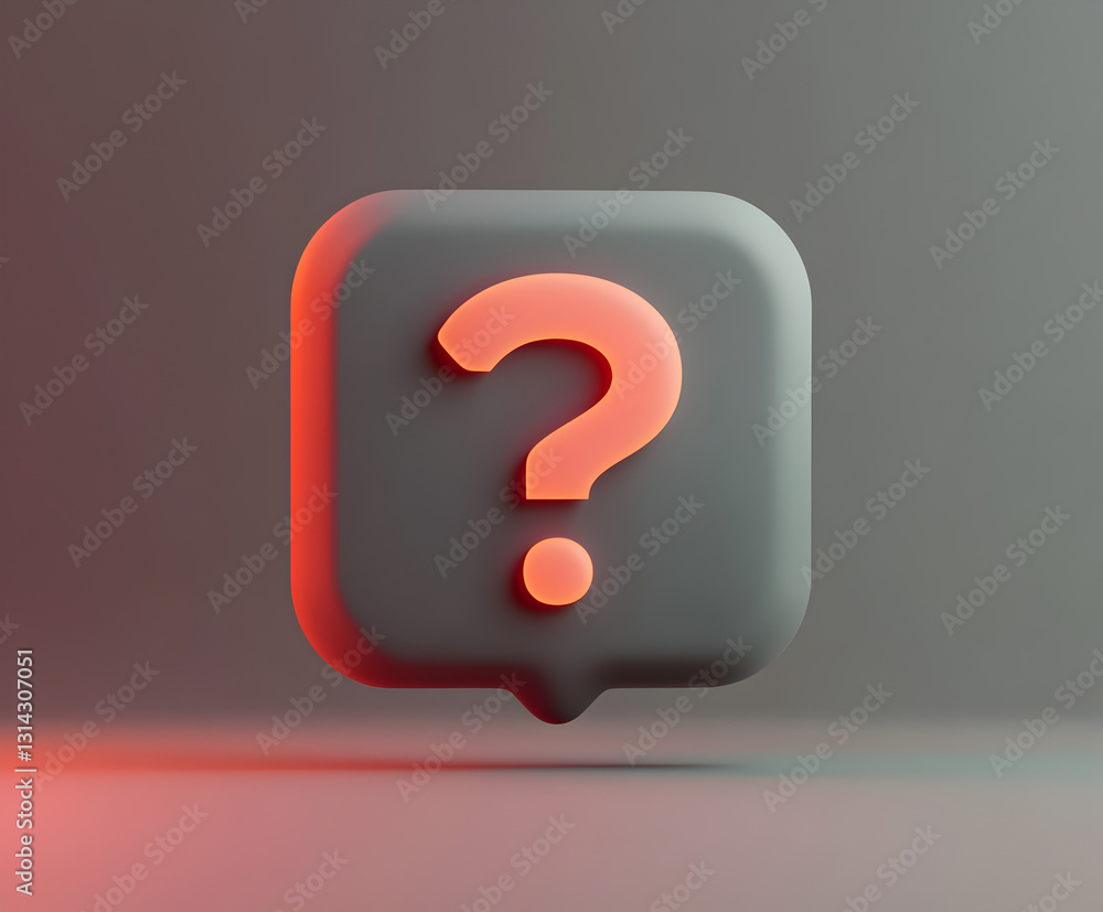 Aufkleber abstract 3d gray speech bubble with a question mark for customer support, faq, and digital assistanc