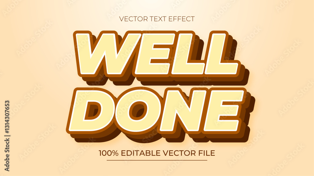 Poster editable text effect well done brown retro style vector