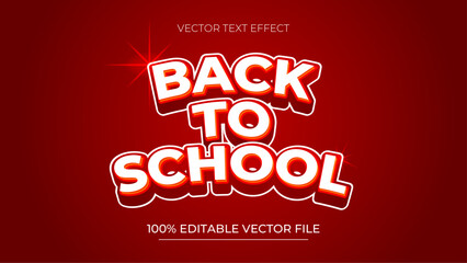 Red Back To School 3D editable text effect red and white color