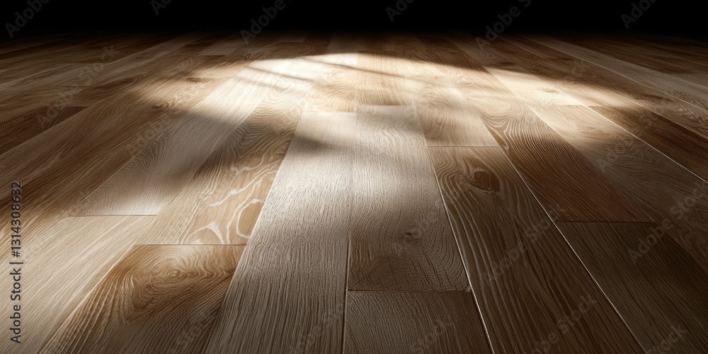 Poster polished wooden surface reflecting soft light in a tranquil setting generative ai