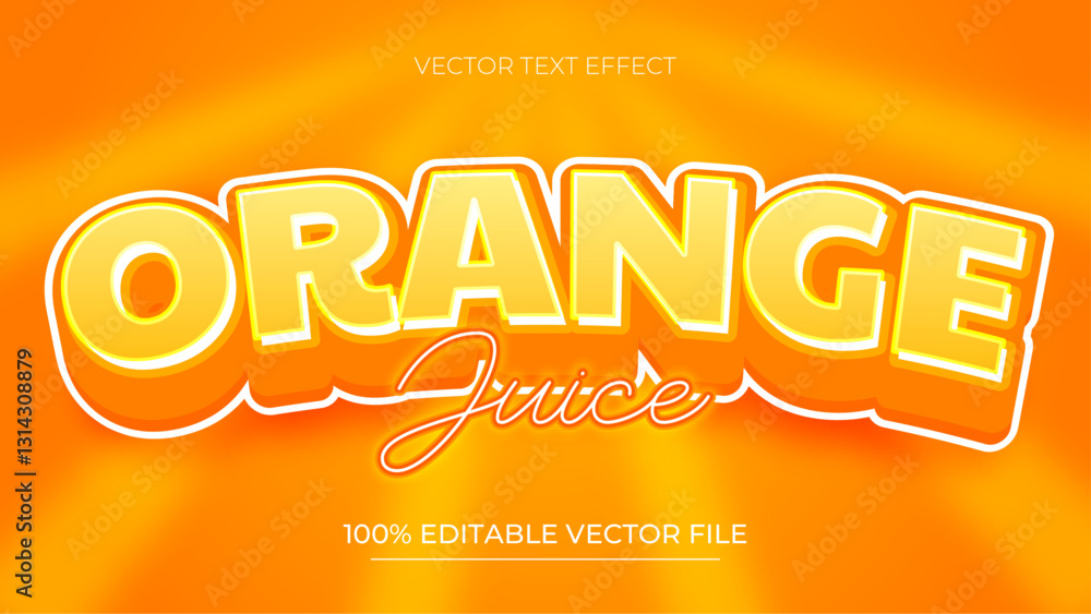 Poster orange 3d realistic text effect vector editable text