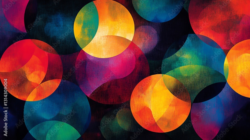 Aufkleber A colorful abstract design with interconnected circles and lines, forming a captivating, visually engaging pattern full of vibrant hues and dynamic shapes