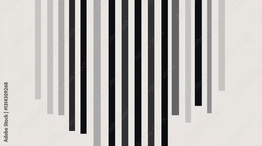 Poster elegant line harmony: a minimalist arrangement of vertical lines in grayscale gradients, creating a 