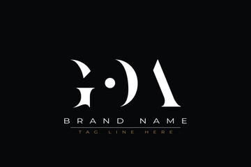 GOA abstract letter logo design. This logo is designed by three abstract letters.