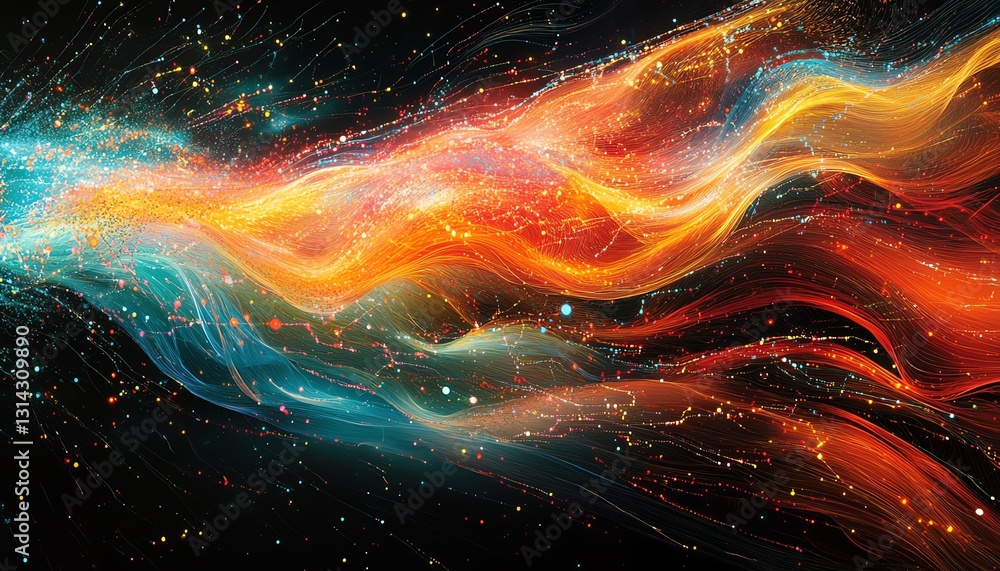 Aufkleber A digital rendering of user profiles interconnected by colorful data lines, symbolizing the flow of information and the power of connectivity in a networked world