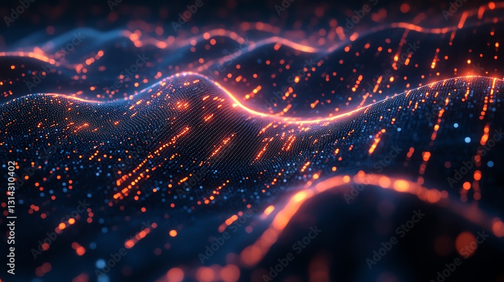 Aufkleber A futuristic digital network showing user profiles connected by dynamic, glowing data streams, illustrating the connectivity and movement of information across platforms
