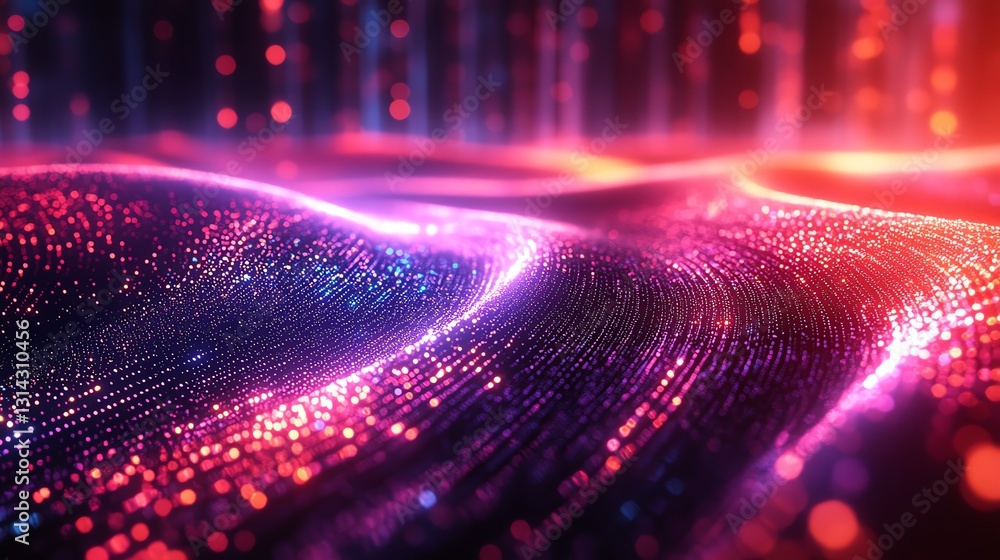 Aufkleber A futuristic digital network showing user profiles connected by dynamic, glowing data streams, illustrating the connectivity and movement of information across platforms