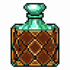 Fototapeta premium Vintage Pixel Art Potion Bottle with Gemstone Design in Retro Style