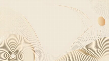 Fototapeta premium Abstract Beige Minimalism: A soft and calming background, featuring a beige egg and delicate beige abstract lines, creating a contemporary and elegant aesthetic for design projects, social media.
